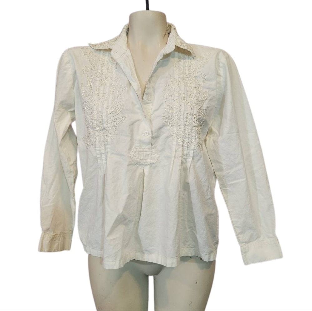 Vintage BFA Classics White Embroidered Blouse Size Small